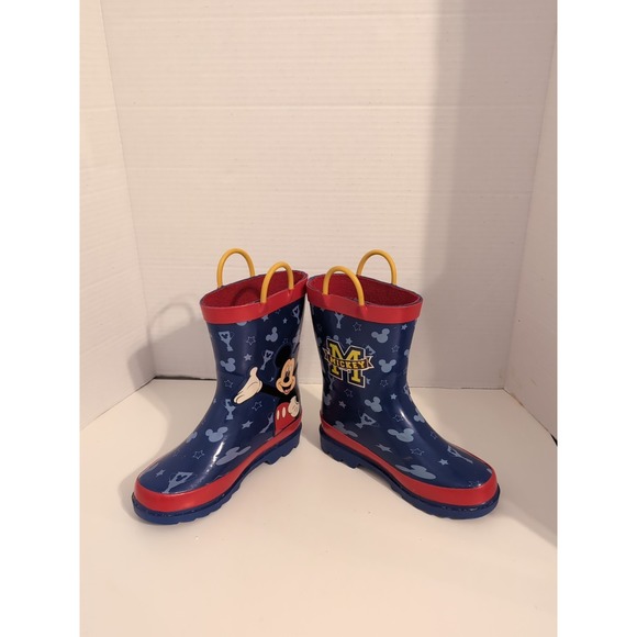 Disney Mickey Mouse Rain Boots Kids Size 11 Rubber Graphic Print - Picture 2 of 8